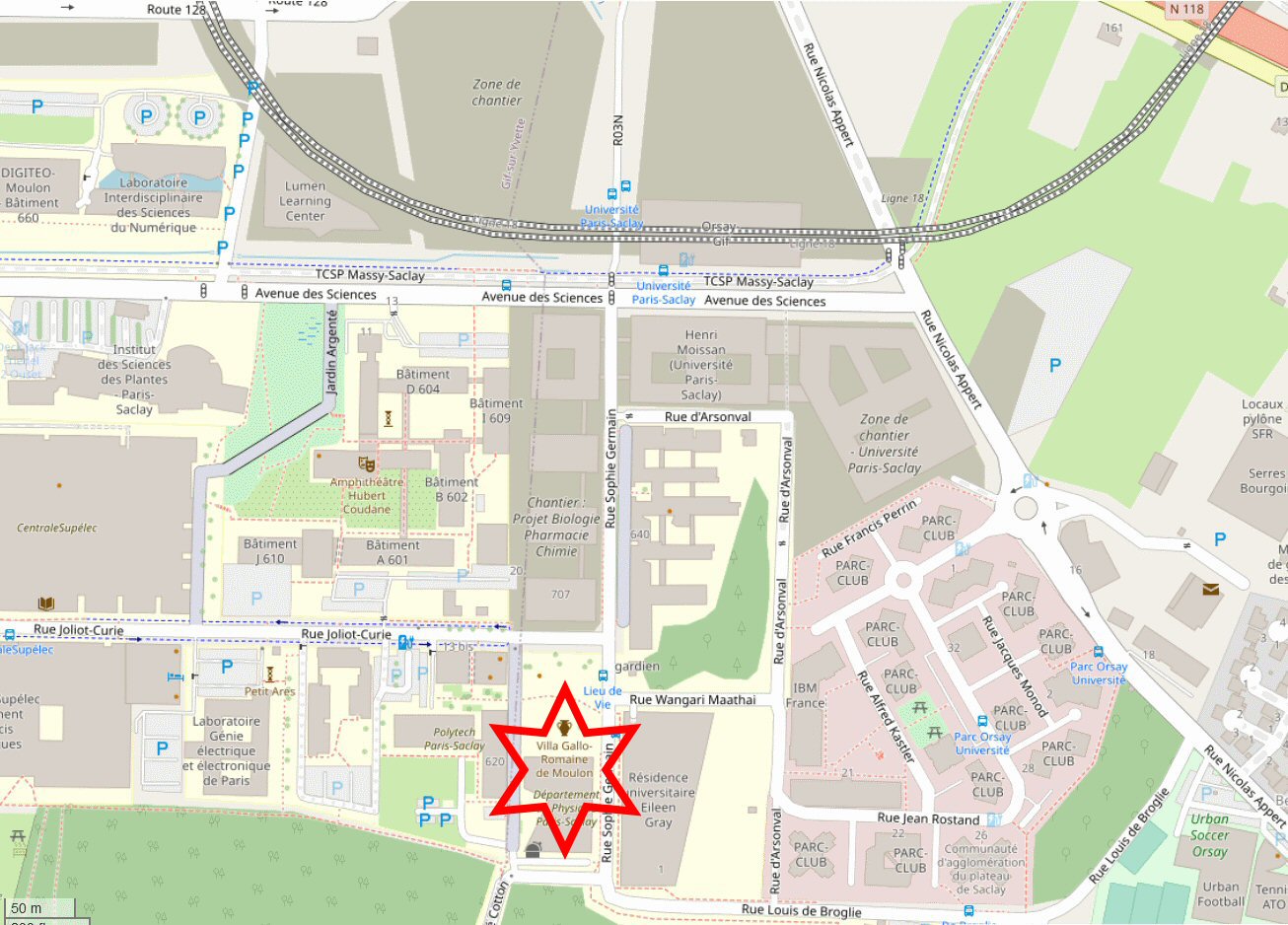 Carte de localisation de la villa gallo-romaine de Moulon